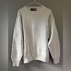 Vintage Dino Milano Beige Knit V Neck Sweater Medium Thick